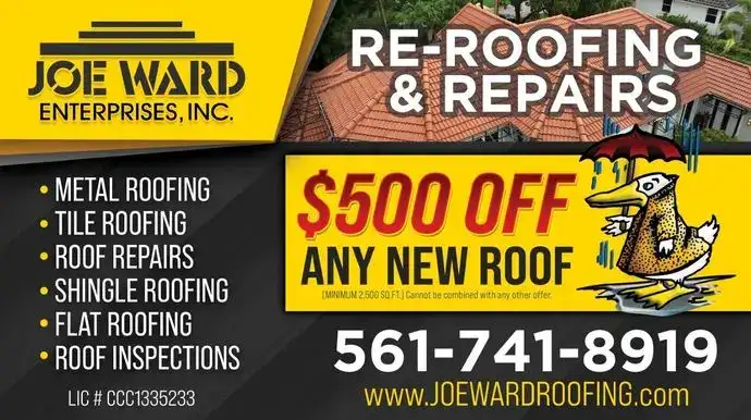 Joe Ward Roofing project photo showing roofing work in Jupiter